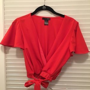 Aqua Tie Front Crop Top